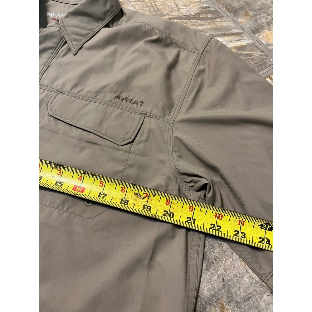 Ariat AriatTEK Shirt Mens Small Tan Heat Series Short Sleeve Button Up - Picture 8 of 9